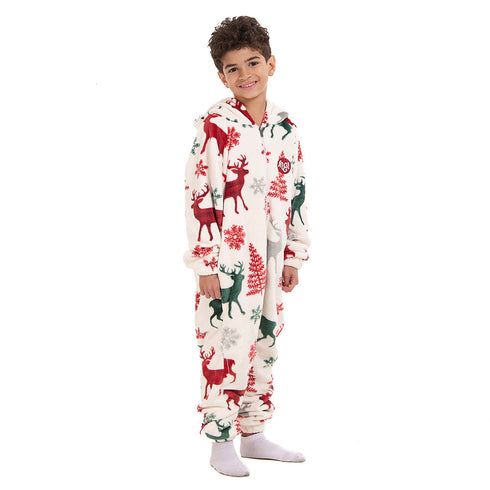 Snuggs Kids Blanket Onesie White Christmas Deer